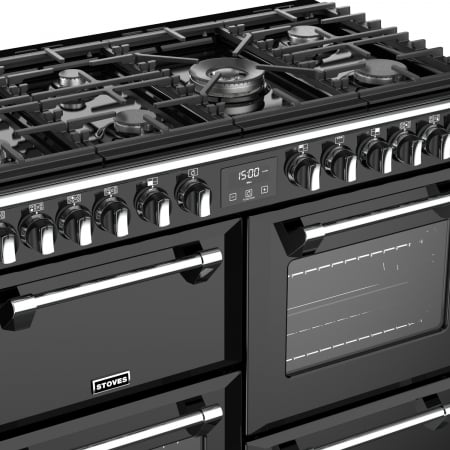 Stoves Sterling S1000 DF DeLuxe Range-fornuis Gaskookplaat Zwart, Roestvrijstaal A - Afbeelding 4