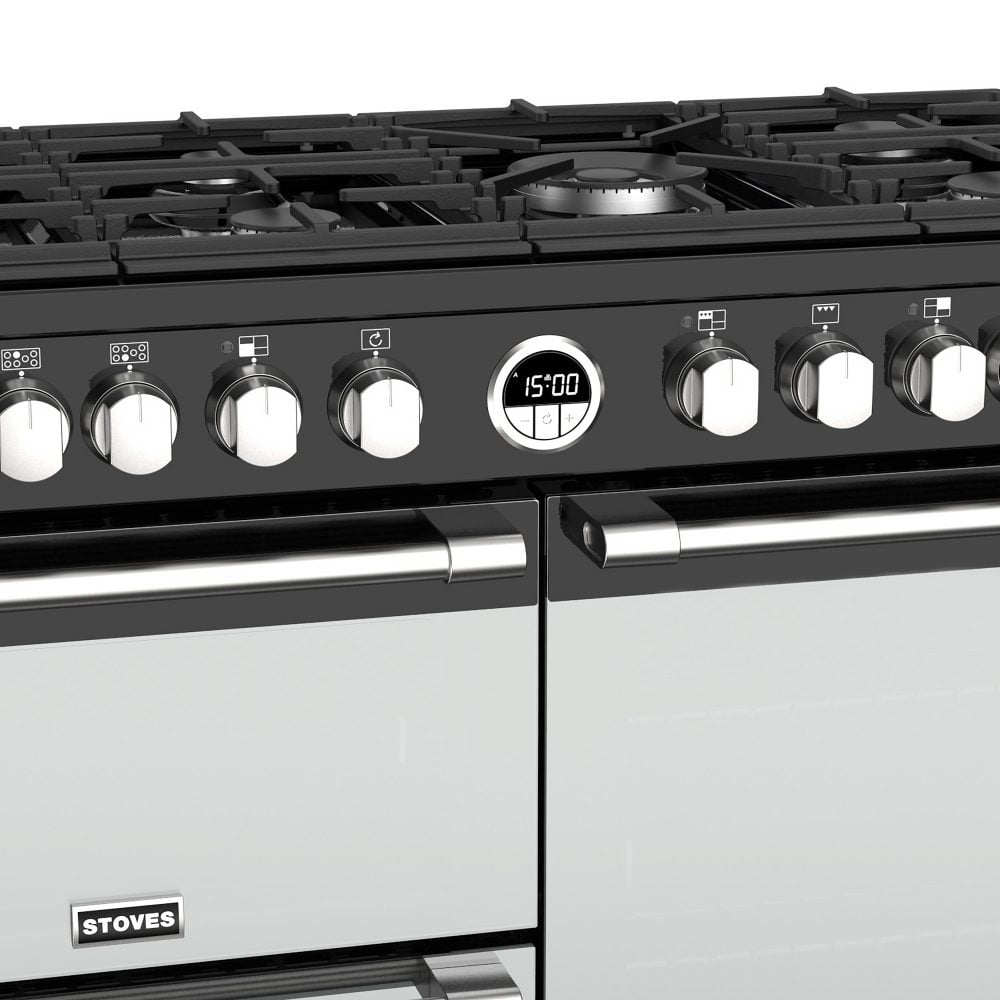 Stoves Sterling S1000 DF DeLuxe Range-fornuis Gaskookplaat Zwart, Roestvrijstaal A - Afbeelding 4
