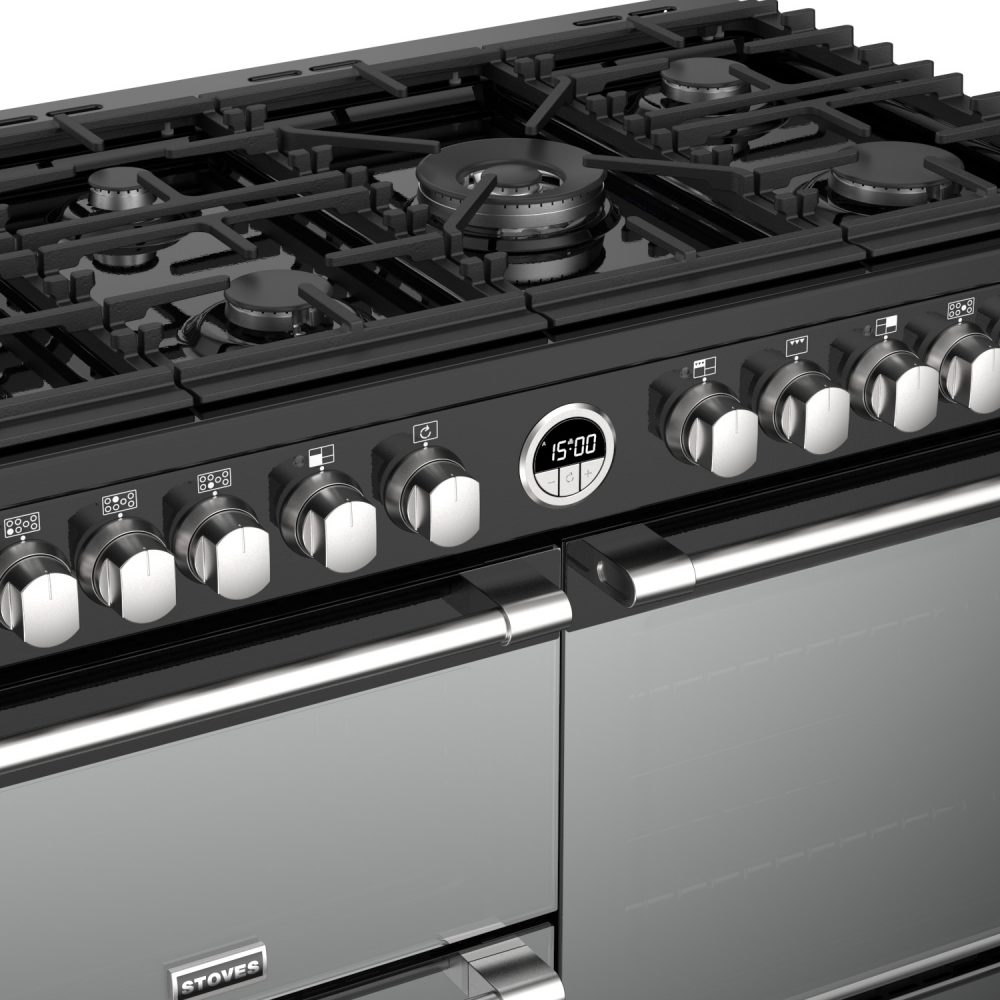 Stoves Sterling S1000 DF DeLuxe Range-fornuis Gaskookplaat Zwart, Roestvrijstaal A - Afbeelding 5