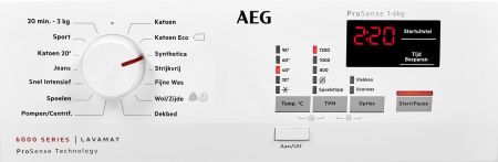 AEG L6TBN62K wasmachine Bovenbelading 6 kg 1200 RPM F Wit - Afbeelding 3