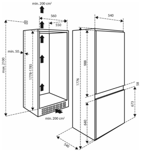 Inventum IKV1782S Koel/vries combinatie - Afbeelding 3