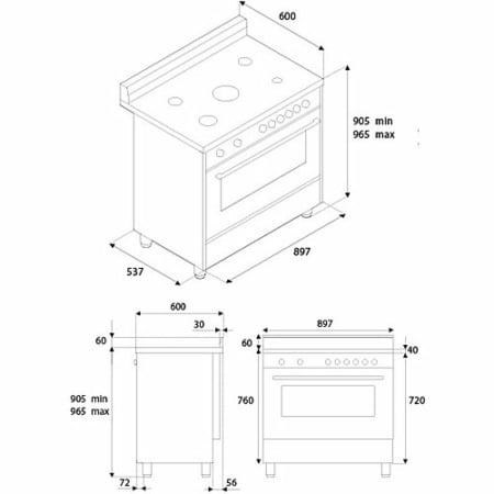BERTAZZONI AMS96L61BCR Fornuis - Afbeelding 3
