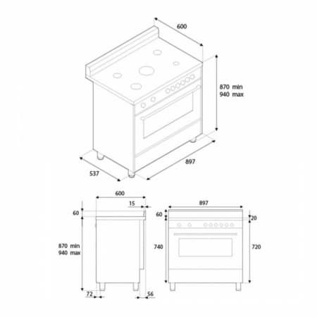 BERTAZZONI AMS95L61CXU19 Fornuis - Afbeelding 2