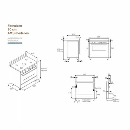 BERTAZZONI AMS95C61CXU19 Fornuis - Afbeelding 2