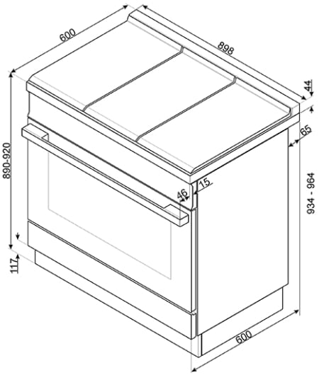 Smeg CPF9IPWH fornuis Vrijstaand fornuis Inductiekookplaat zones Wit A+ - Afbeelding 4