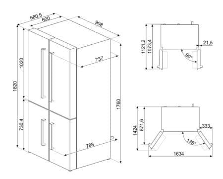 Smeg FQ60BDF amerikaanse koelkast Vrijstaand 572 l F Wit - Afbeelding 3