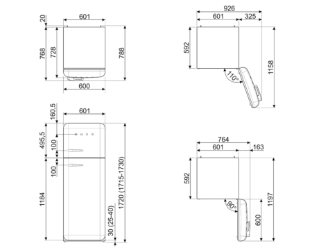 Smeg FAB30RPK5 koel-vriescombinatie Vrijstaand 294 l D Roze - Afbeelding 3