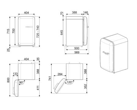 Smeg FAB5LDUJ5 koelkast Vrijstaand 34 l D Meerkleurig - Afbeelding 3