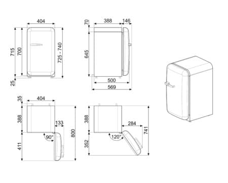 Smeg FAB5RSV5 koelkast Vrijstaand 34 l D Grijs - Afbeelding 5