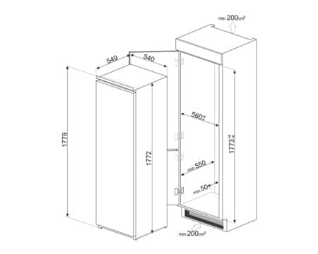 Smeg S8C1721F combi-koelkast Ingebouwd 282 l F Wit - Afbeelding 3