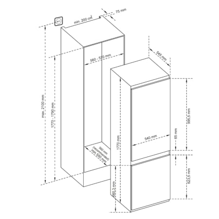 Inventum IKV1786S koel-vriescombinatie Ingebouwd 305 l E Wit - Afbeelding 3