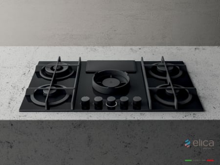 Elica NIKOLATESLA FLAME BL/F/88 Zwart Ingebouwd 88 cm Gaskookplaat 4 zone(s) PRF0147741A