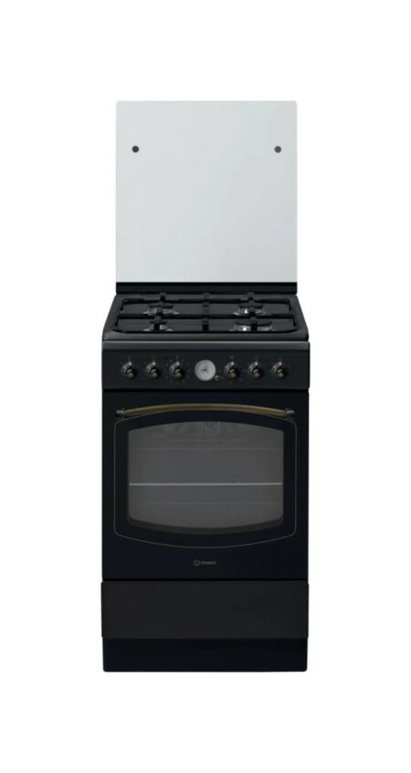 Indesit IS5G8MHA/E  - 4 gasbranders + 1 elektrische oven - zwart
