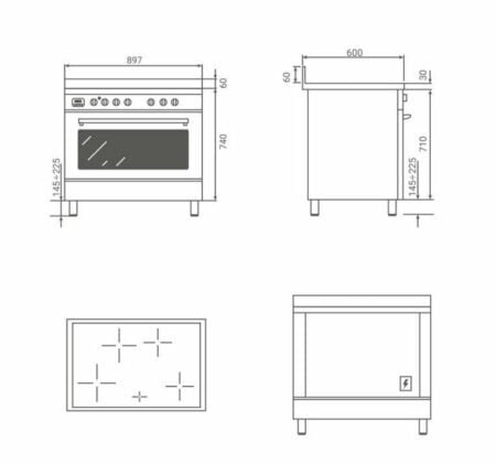 BORETTI CFBI901ZW2 Fornuis 90 cm - Afbeelding 2