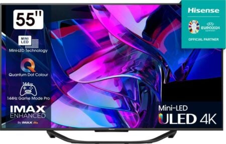 Hisense 55U7KQTUK tv 139,7 cm (55") 4K Ultra HD Smart TV Wifi Zwart 900 cd/m² DHZ310
