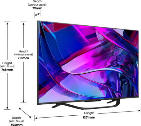 Hisense 55U7KQTUK tv 139,7 cm (55") 4K Ultra HD Smart TV Wifi Zwart 900 cd/m² DHZ310 - Afbeelding 2