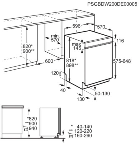 AEG FEE63606PM semi ingebouwd vaatwasser 13 couverts D - EWO405 - Afbeelding 10