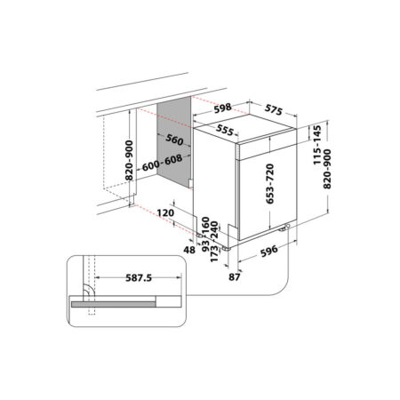 Whirlpool WB 6020 P X Semi-ingebouwd 14 couverts E EWO 473 - Afbeelding 4