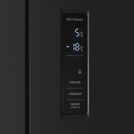 Wiggo WR-MD18DX - Amerikaanse Koelkast - No Frost - Water Dispenser - Met Display - Super Freeze - 419 Liter - zwart / black steel - Afbeelding 4