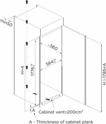 Midea MDRE423FGE01 | Inbouwkoelkast met één deur | NoFrost | 178cm | LED licht - Afbeelding 4