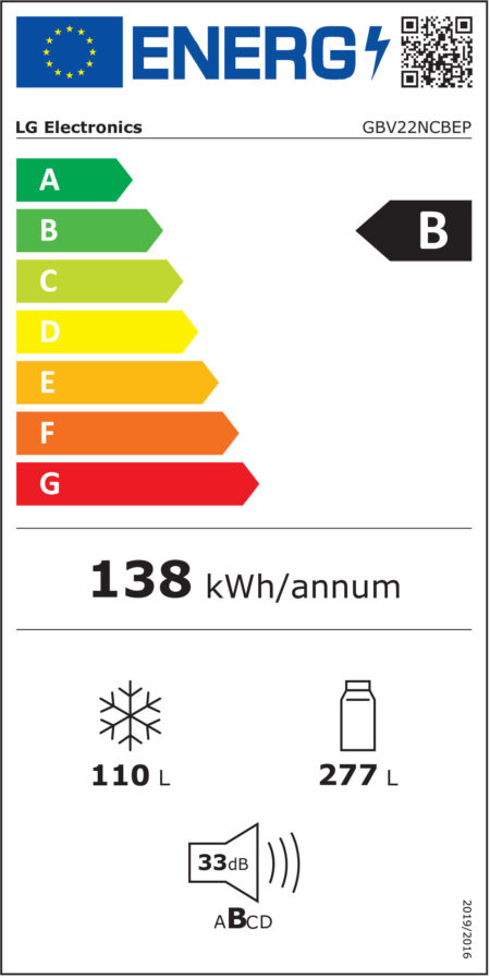 LG GBV22NCBEP koel-vriescombinatie Vrijstaand 387 l B Zwart - Afbeelding 6