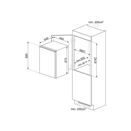 SMEG S4L090F inbouwkoelkast - Afbeelding 2