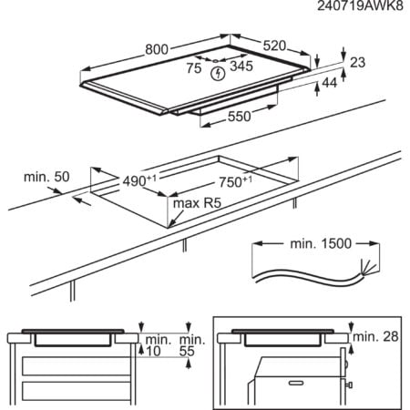 AEG NIK85M00AZ Zwart Ingebouwd 80 cm Inductiekookplaat zones 5 zone(s) - Afbeelding 11