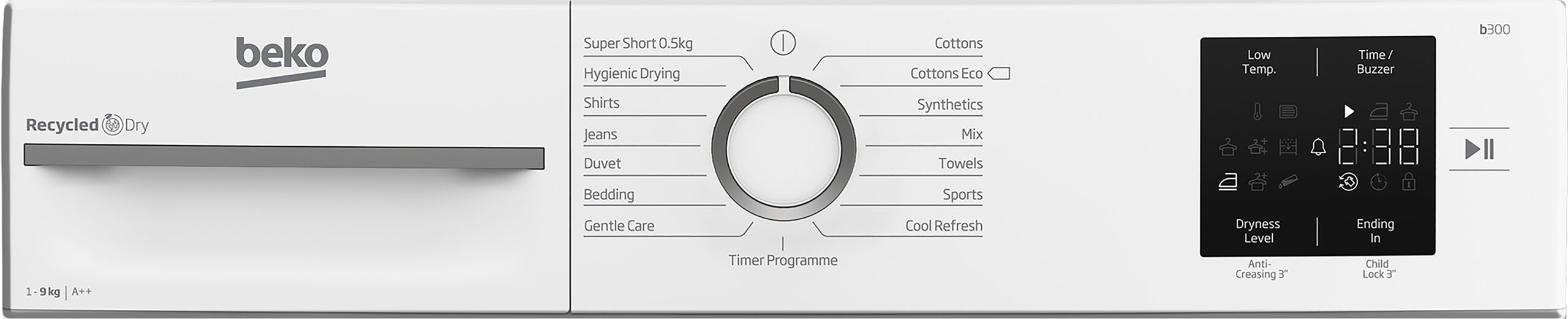 Beko BM3T39232CW wasdroger Vrijstaand Voorbelading 9 kg Wit - Afbeelding 7