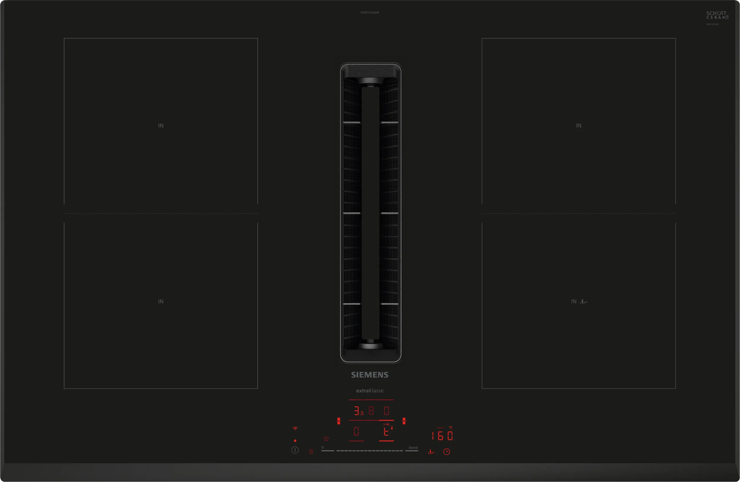 Siemens iQ500 ED851HQ26M kookplaat Zwart Ingebouwd 80 cm Inductiekookplaat zones 4 zone(s) Inbouw afzuigkap - Afbeelding 6