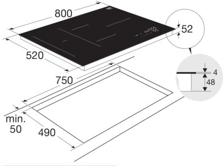 ETNA KIF880ZT kookplaat Zwart Ingebouwd 80 cm Inductiekookplaat zones 5 zone(s) - Afbeelding 17