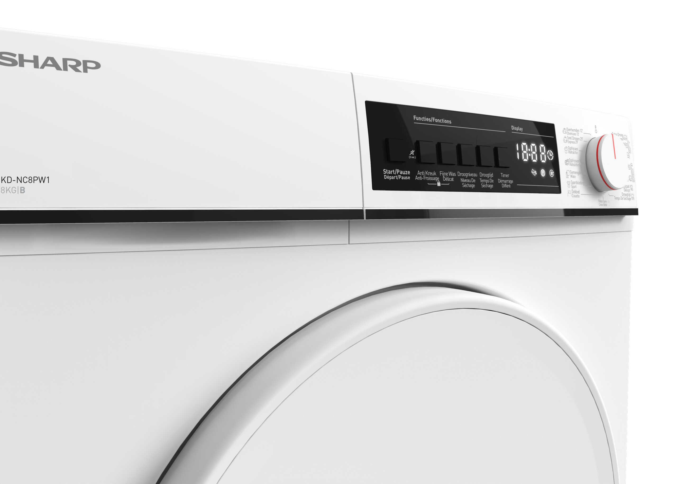 Sharp KDNC8PW1BE wasdroger Vrijstaand Voorbelading 8 kg Wit EWO11112025 - Afbeelding 6