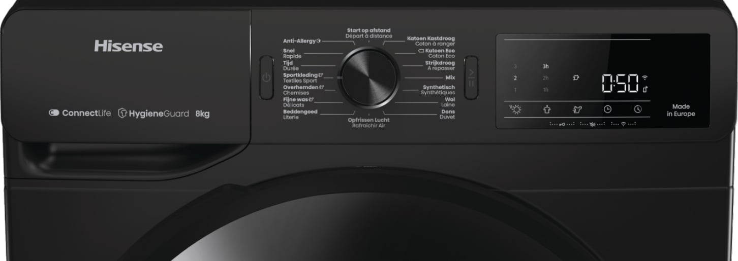 Hisense DH3V800UB/BLX wasdroger Vrijstaand Voorbelading 8 kg Zwart - Afbeelding 6