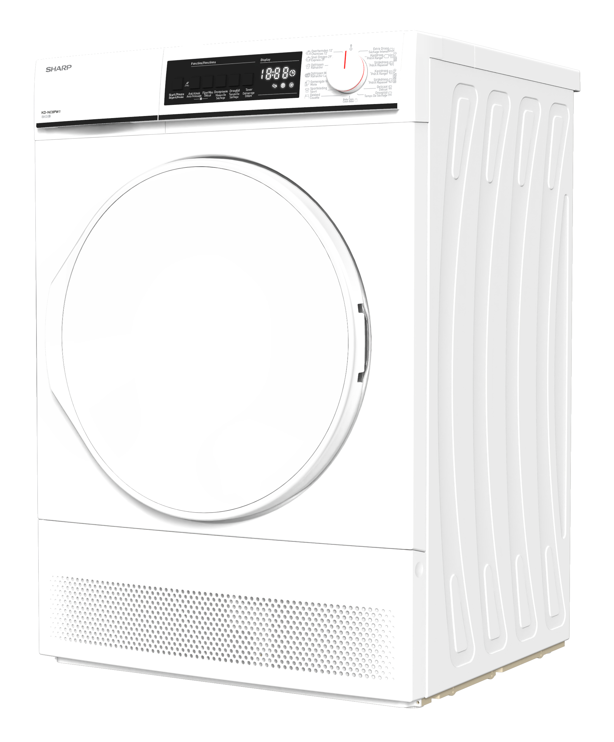 Sharp KDNC8PW1BE wasdroger Vrijstaand Voorbelading 8 kg Wit EWO11112025 - Afbeelding 5