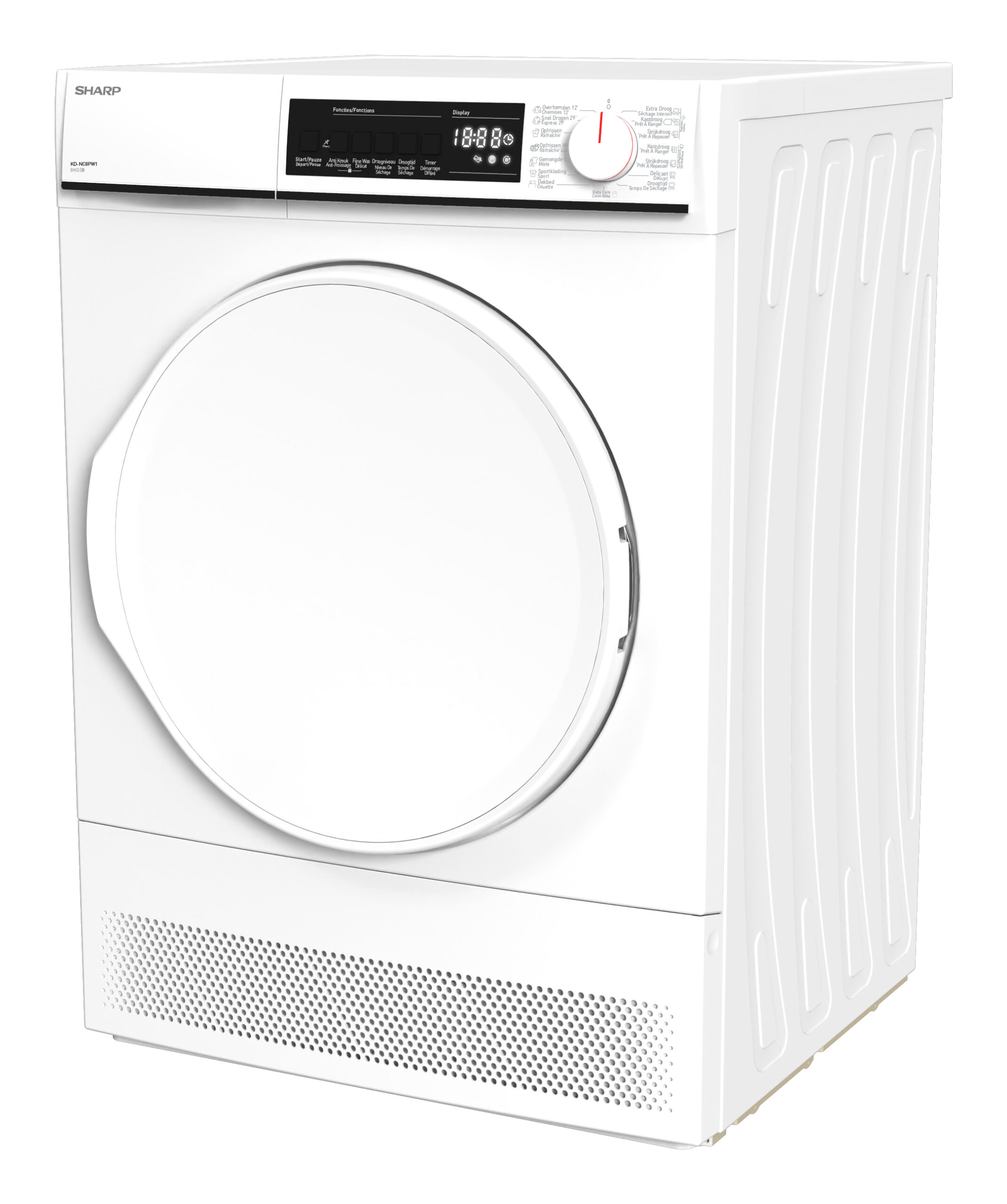 Sharp KDNC8PW1BE wasdroger Vrijstaand Voorbelading 8 kg Wit EWO11112025 - Afbeelding 4