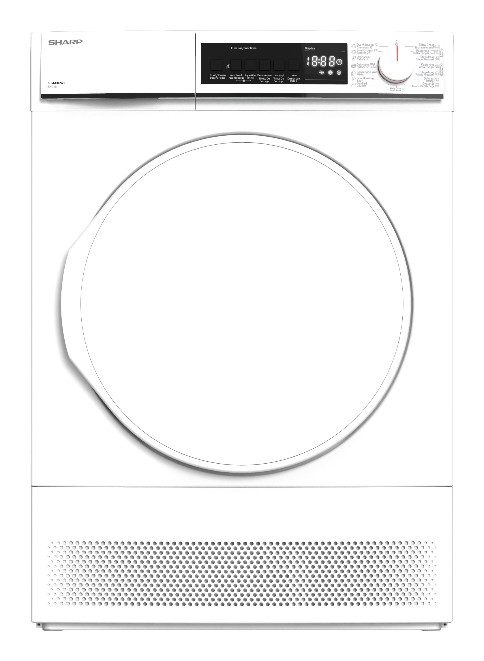 Sharp KDNC8PW1BE wasdroger Vrijstaand Voorbelading 8 kg Wit EWO11112025 - Afbeelding 9