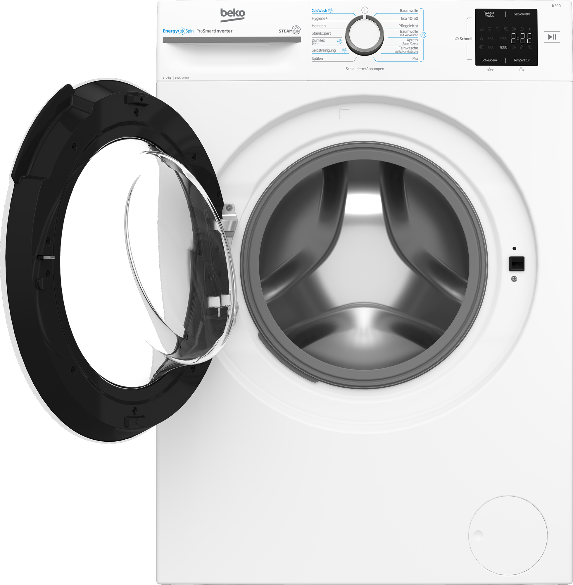 Beko b300 BM3WFU3741W wasmachine Voorbelading 7 kg 1400 RPM Wit DHZ3568 - Afbeelding 4