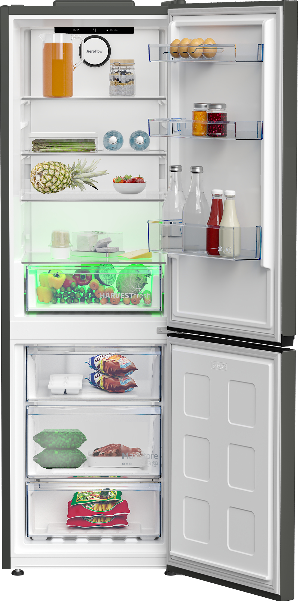 Beko B5RCNE365HG koel-vriescombinatie Vrijstaand 316 l Grijs EWO4333 - Afbeelding 4