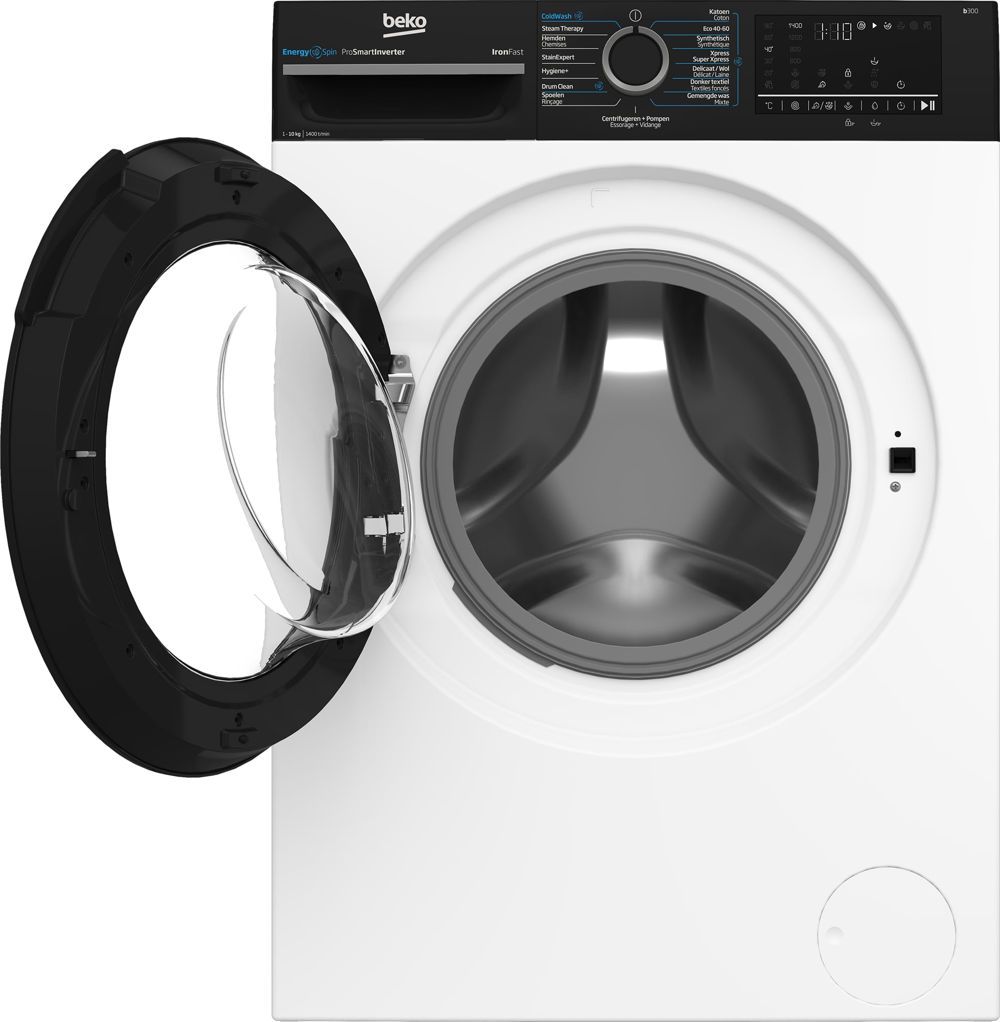 Beko b300 BM3WFU41041B wasmachine Voorbelading 10 kg 1400 RPM Zwart, Wit EWO4366 - Afbeelding 4