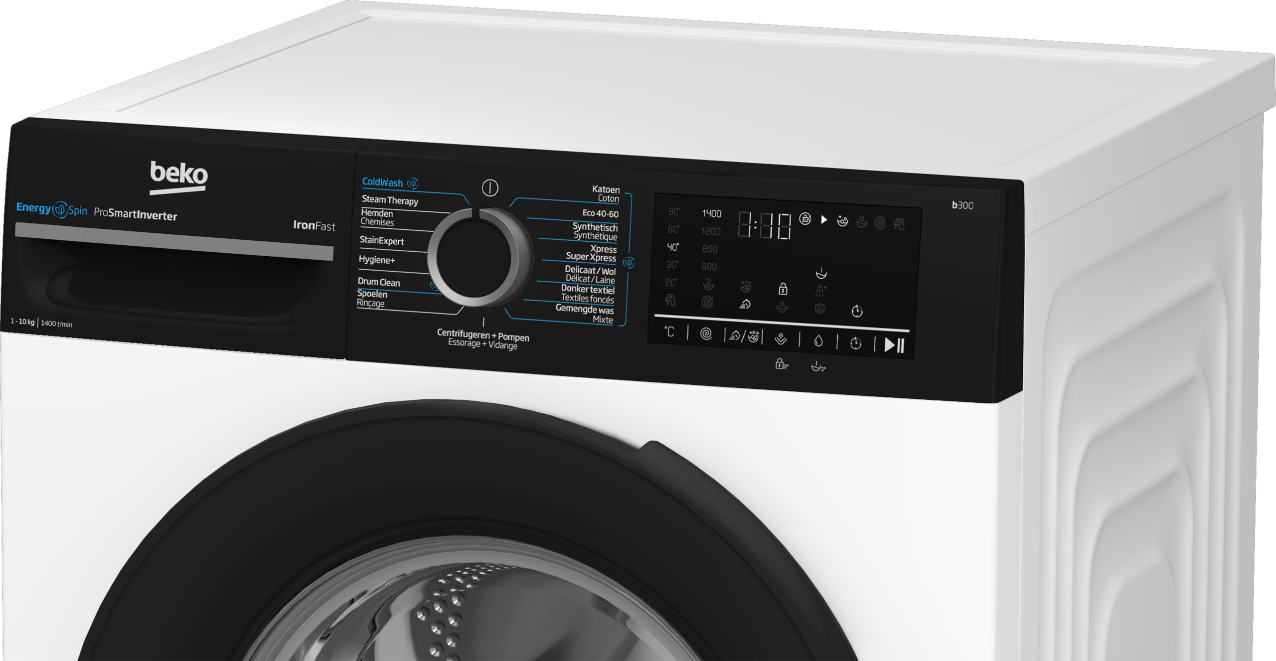 Beko b300 BM3WFU41041B wasmachine Voorbelading 10 kg 1400 RPM Zwart, Wit EWO4366 - Afbeelding 7