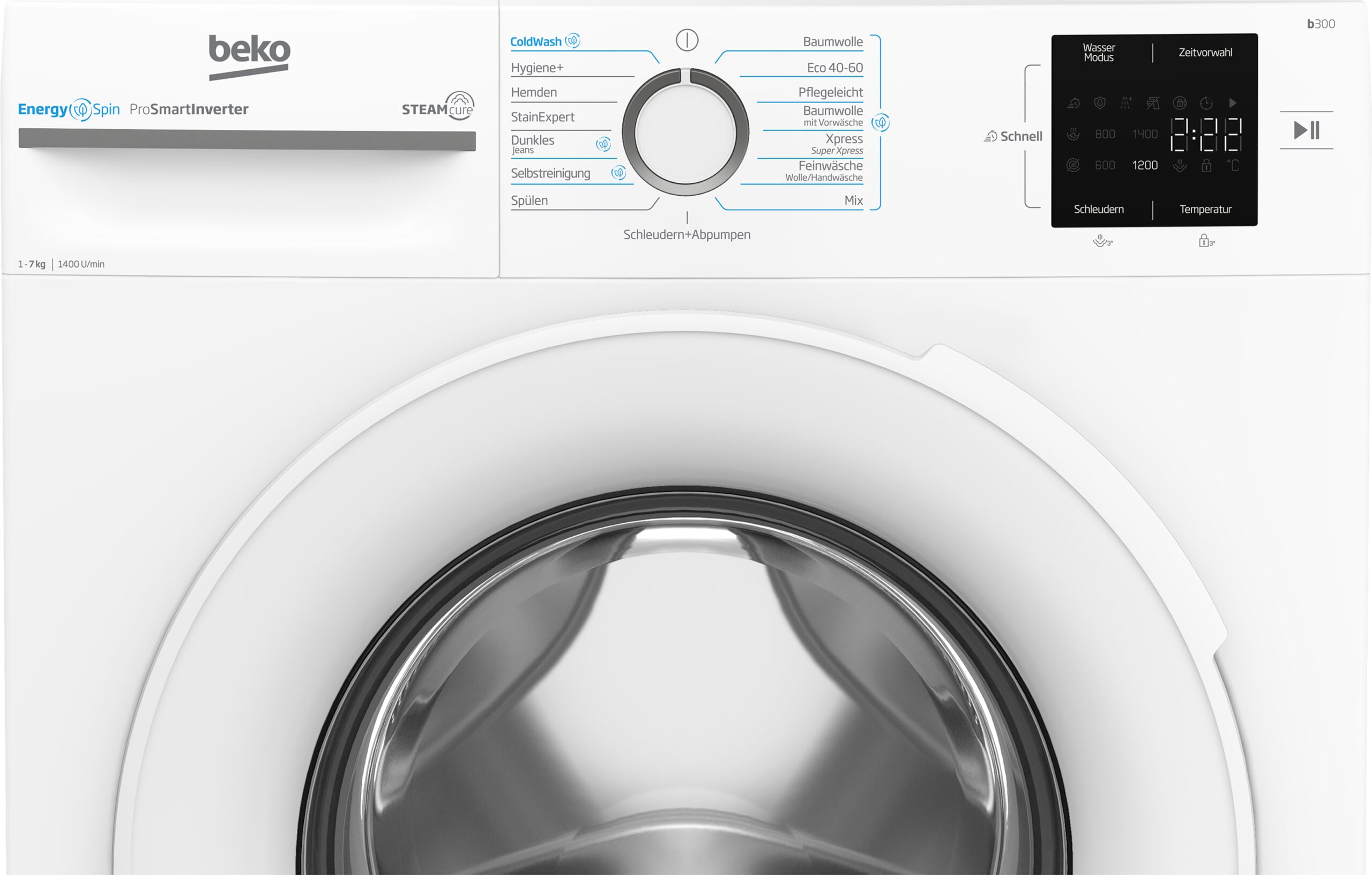 Beko b300 BM3WFU3741W wasmachine Voorbelading 7 kg 1400 RPM Wit DHZ3568 - Afbeelding 5
