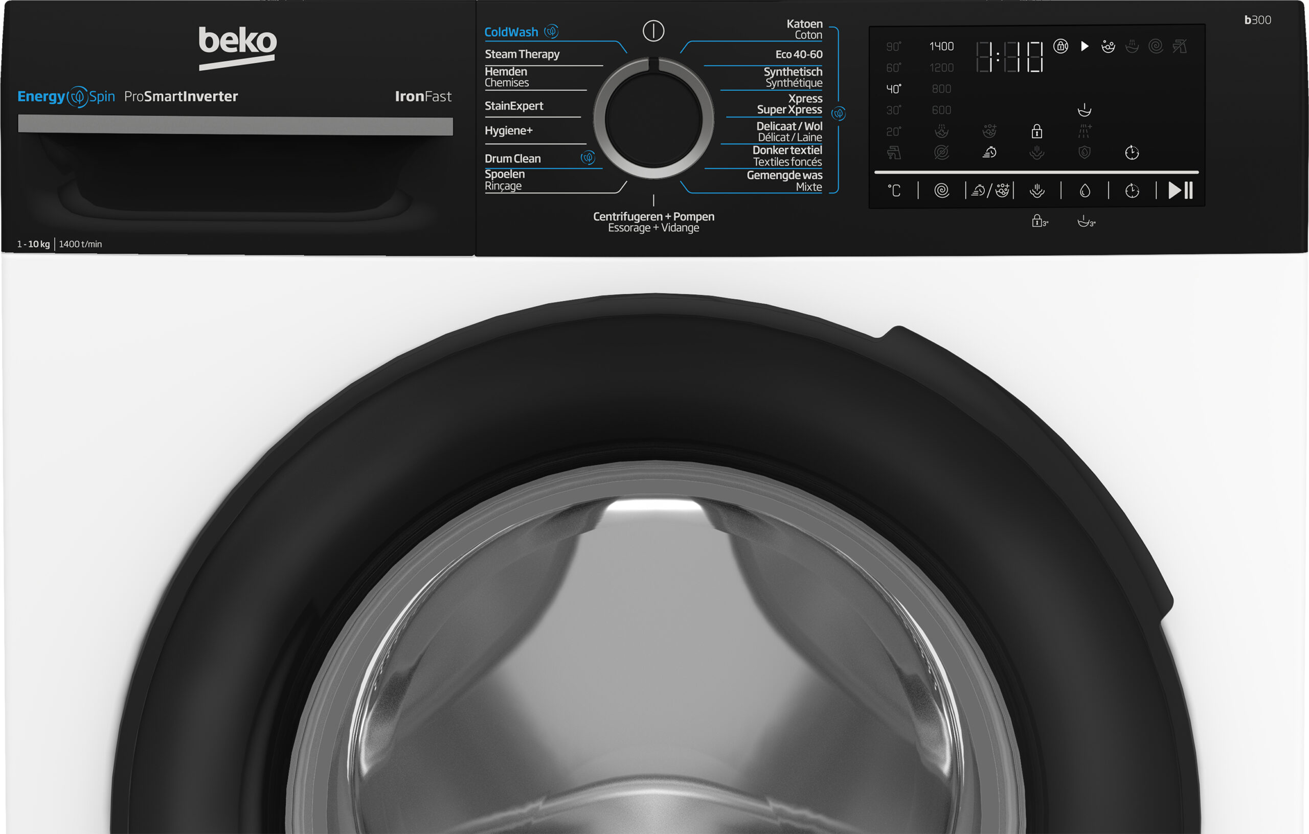 Beko b300 BM3WFU41041B wasmachine Voorbelading 10 kg 1400 RPM Zwart, Wit EWO4366 - Afbeelding 5