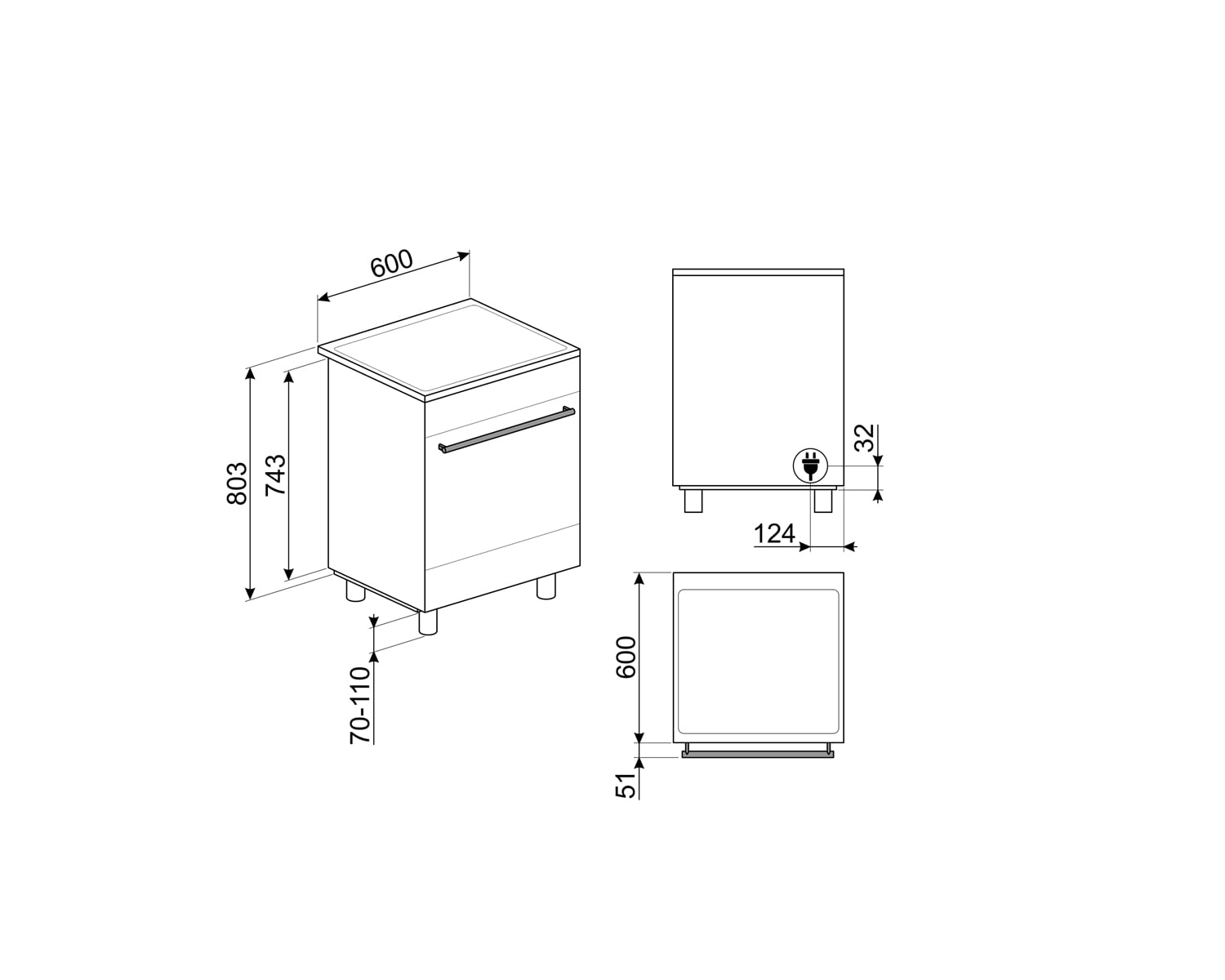 Smeg Classica C6IMMBM2 fornuis Vrijstaand fornuis Electrisch Inductiekookplaat zones Zwart - Afbeelding 3