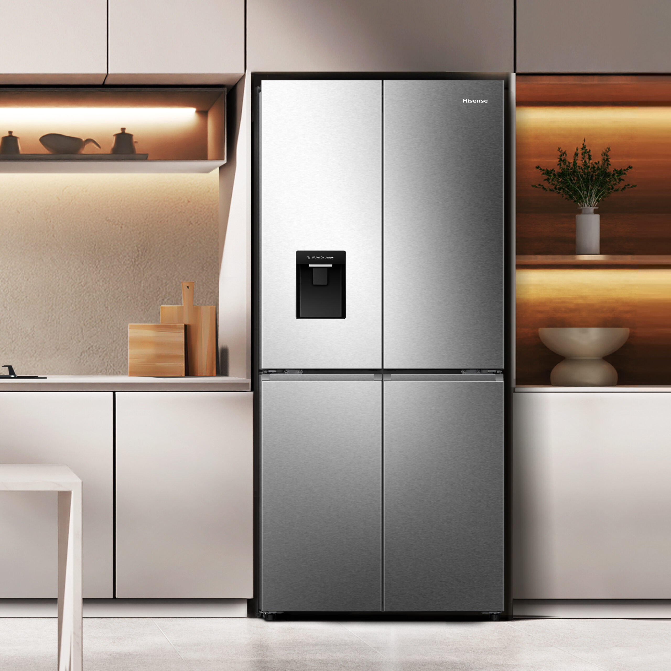 Hisense RQ5P470SMIE koel-vriescombinatie Vrijstaand 482 l Zilver, Roestvrijstaal doosschade DHZ4703