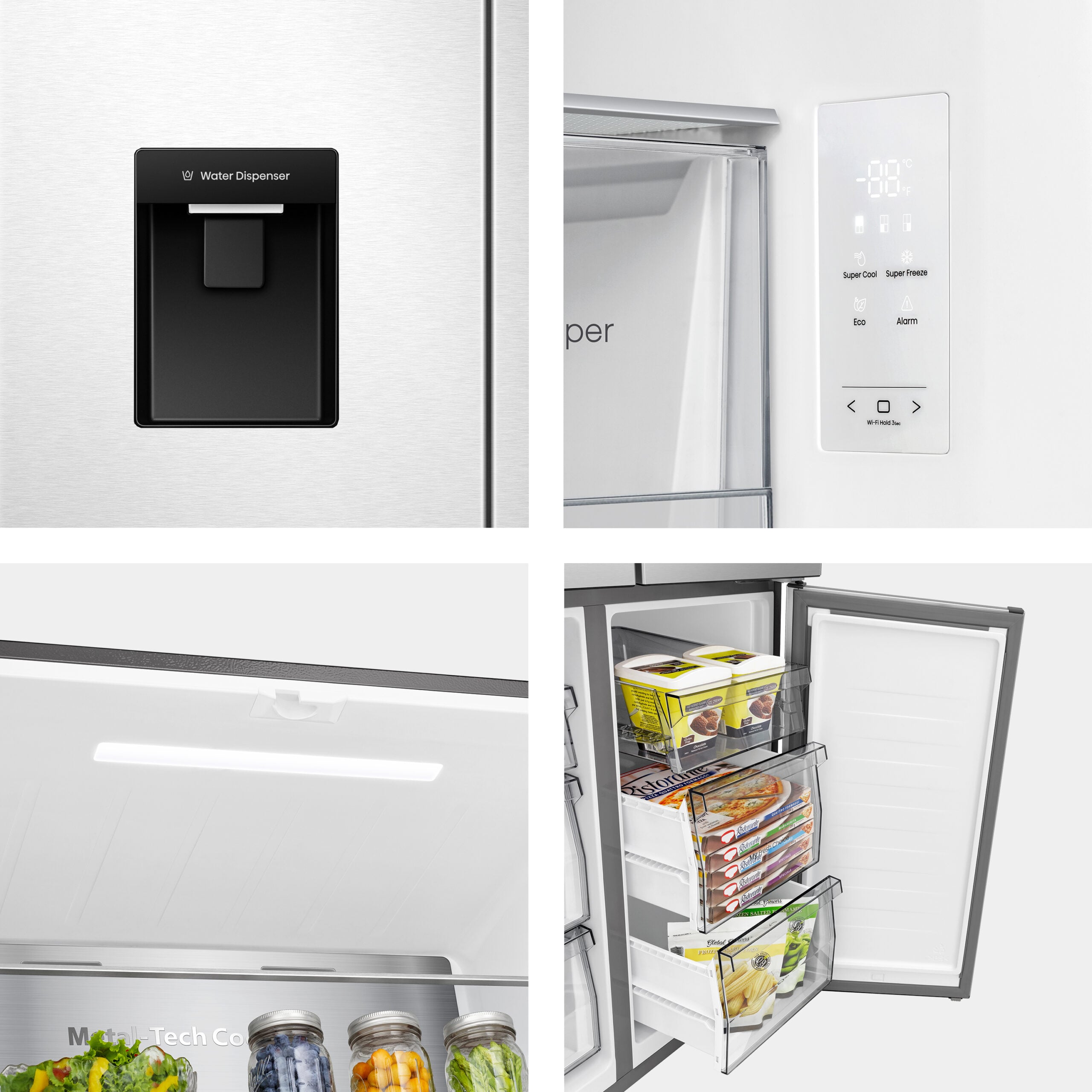 Hisense RQ5P470SMIE koel-vriescombinatie Vrijstaand 482 l Zilver, Roestvrijstaal doosschade DHZ4703 - Afbeelding 3