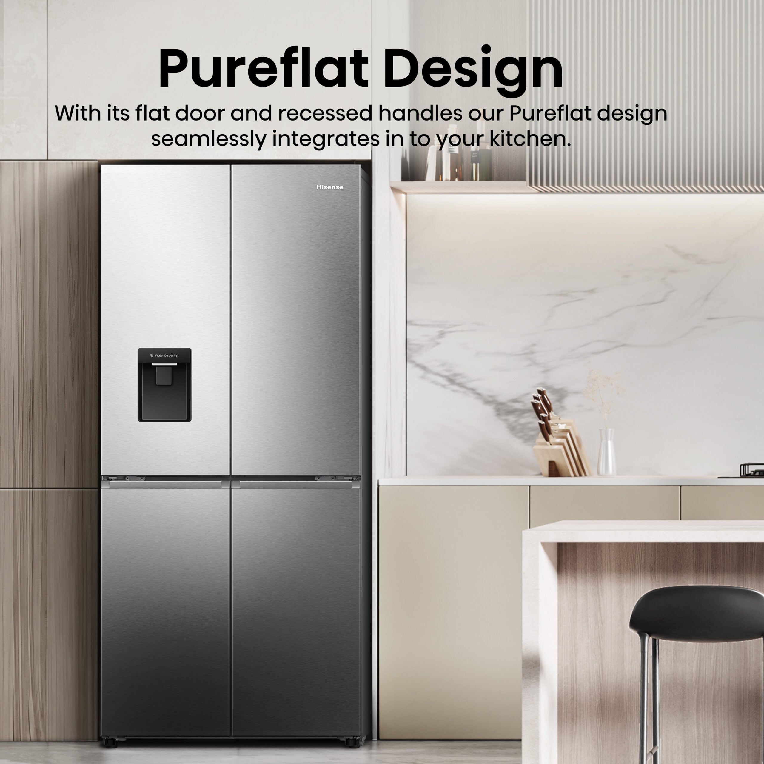 Hisense RQ5P470SMIE koel-vriescombinatie Vrijstaand 482 l Zilver, Roestvrijstaal doosschade DHZ4703 - Afbeelding 5