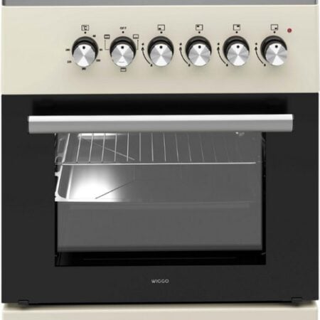 Wiggo WO-E603R(CX) Vrijstaand Gasfornuis – Creme Rvs Showroommodel EWO92SR