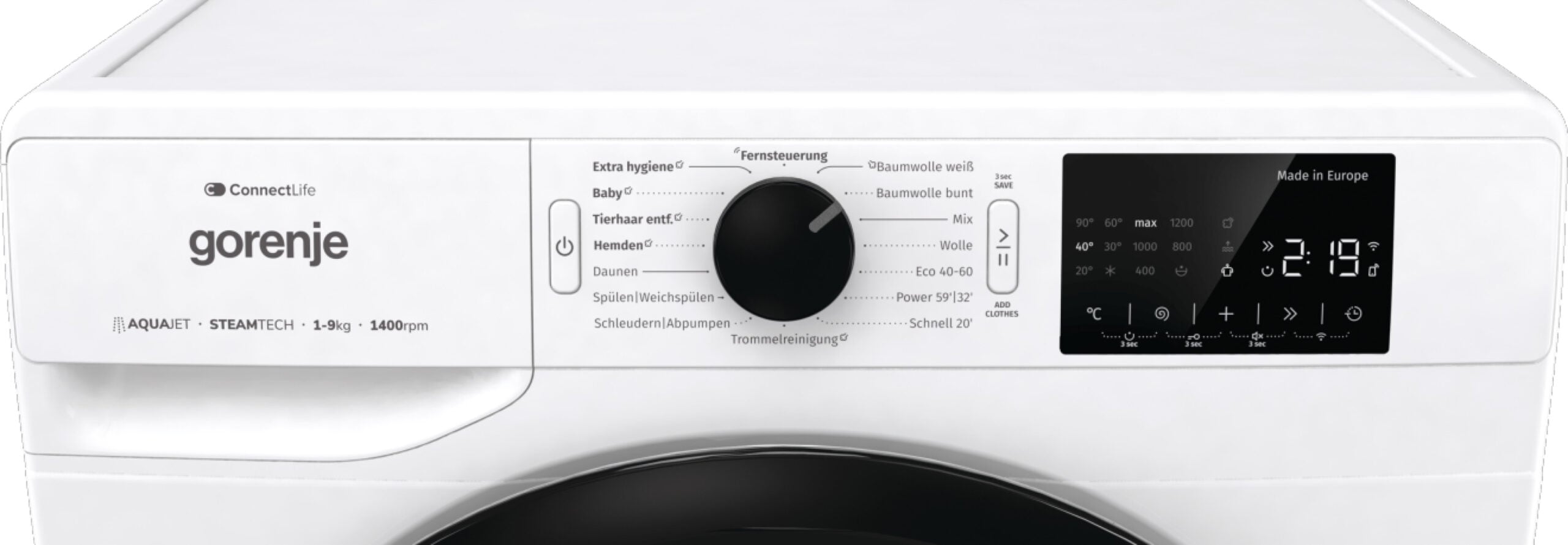 Gorenje WPNEI94A1TS wasmachine Voorlader 9 kg 1300 RPM Wit EWO4759 - Afbeelding 4