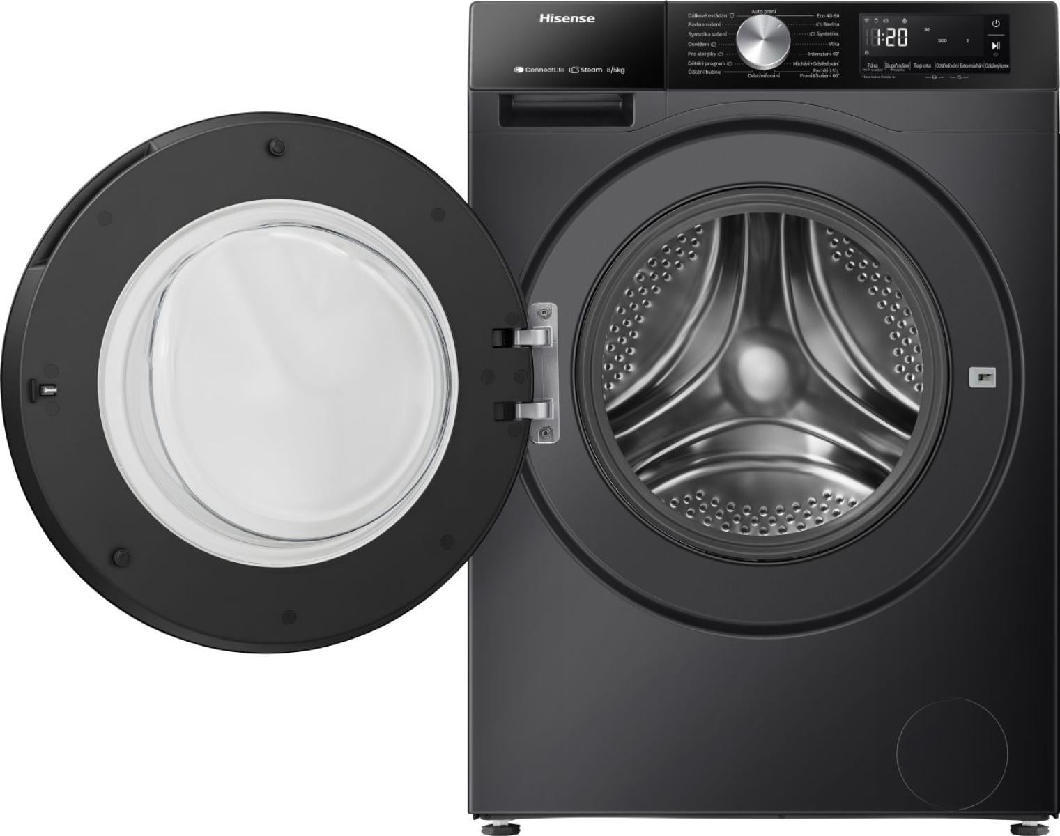 Hisense WD3S8043BB3 Was-droogcombinatie Vrijstaand Voorlader Zwart Verpakkingsschade DHZ4791 - Afbeelding 4