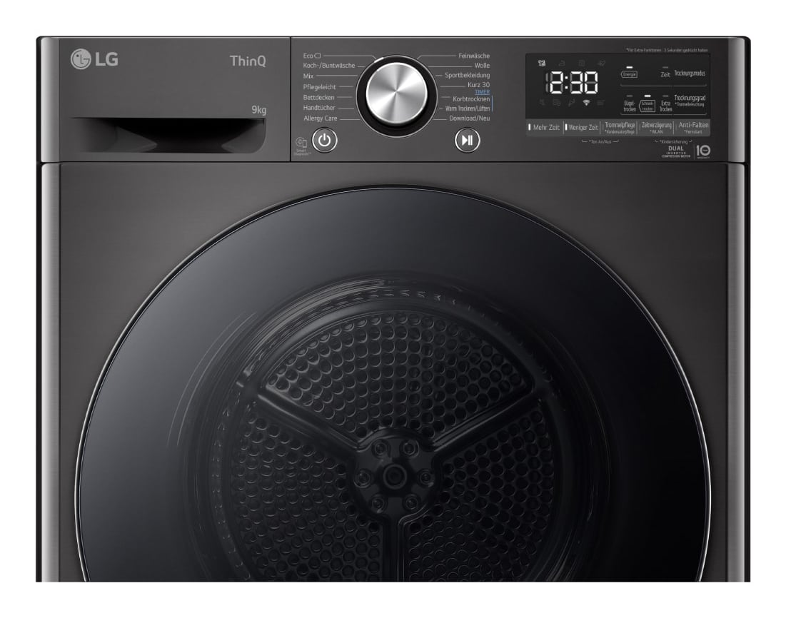 LG RT90V9B wasdroger Vrijstaand Voorlader 9 kg Zwart EWO4715 - Afbeelding 3