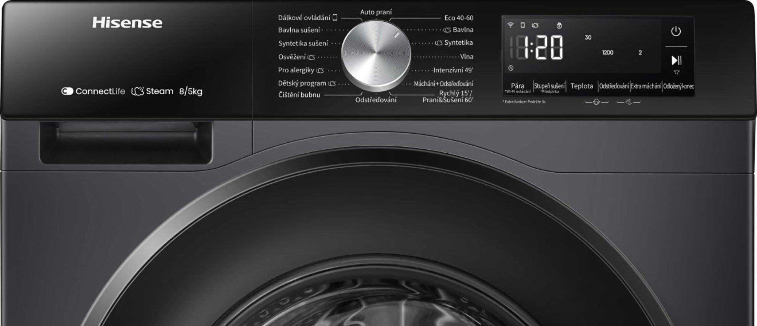 Hisense WD3S8043BB3 Was-droogcombinatie Vrijstaand Voorlader Zwart Verpakkingsschade DHZ4791 - Afbeelding 6